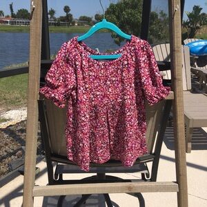 Cat & Jack Pink Floral Ruffle Sleeve Peasant Top Cottagecore